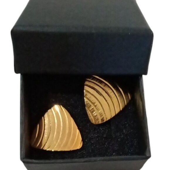 Gold Geometric Drop Earrings - Picture 3 of 3